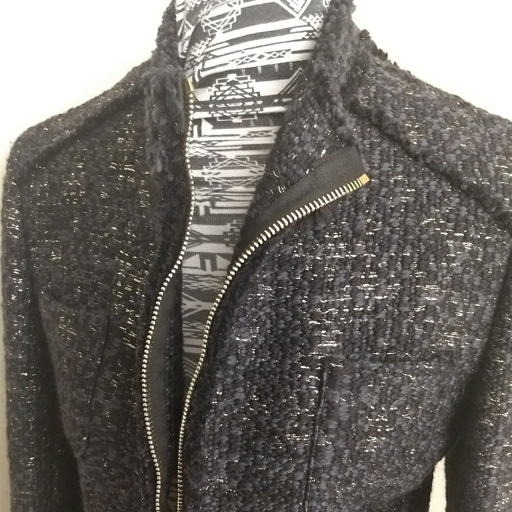 Ella Luna black and gold boucle wool jacket sz L